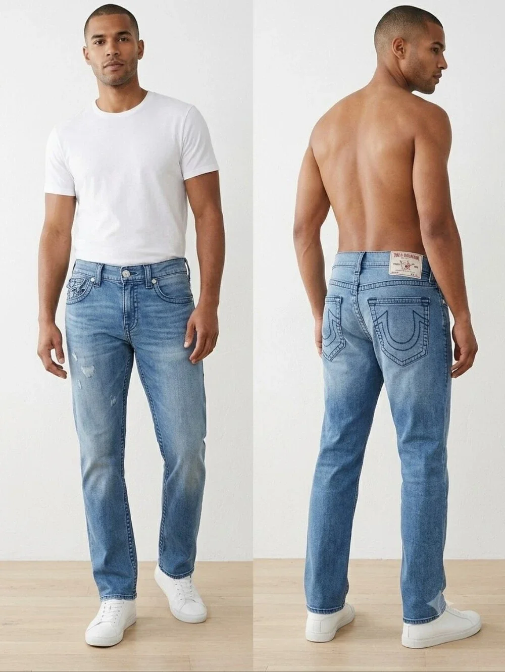 True Religion Men's Medium Wash Ricky Relaxed Straight Jeans